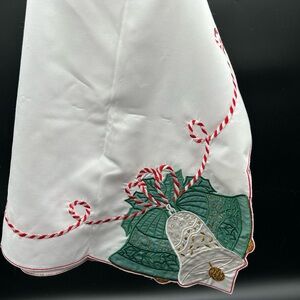 Vintage Christmas bell small square tablecloth, vintage linen